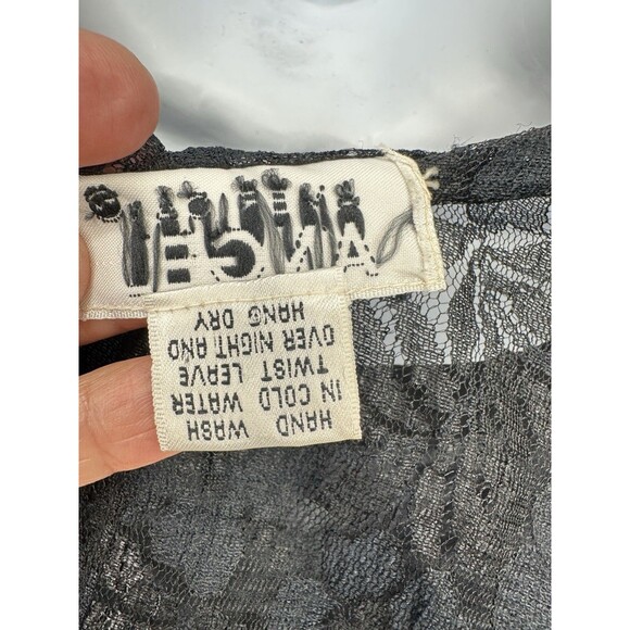 Vintage Black Lace Maxi Dress Women L Whimsigoth Victorian Witchy Gothic Vampire - Picture 5 of 12